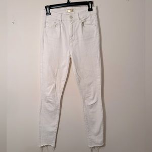 MOTHER High-Waisted Looker Ankle Fray in Whipping the Cream Sz 26